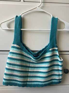 wild fable Teal & Cream Striped Knit Tank